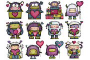 Valentine Cute Yeti Clipart, an Illustration by Design Market (Thumbnail 3 of 3)