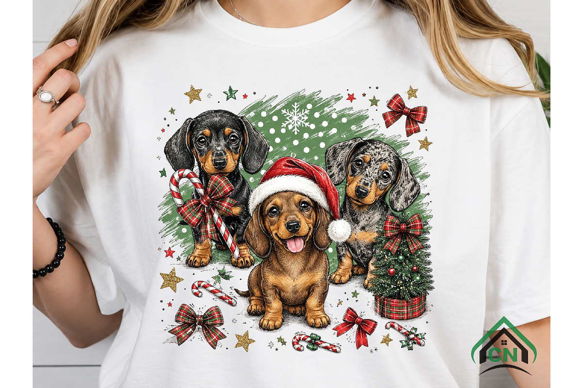 Festive Dachshunds Christmas PNG, a Seasonal Illustration by Craft Nest (Photo 4 of 6)