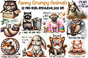 Funny Grumpy Animals Clipart Animal, an Illustration by Sublimation Artist (Thumbnail 1 of 6)