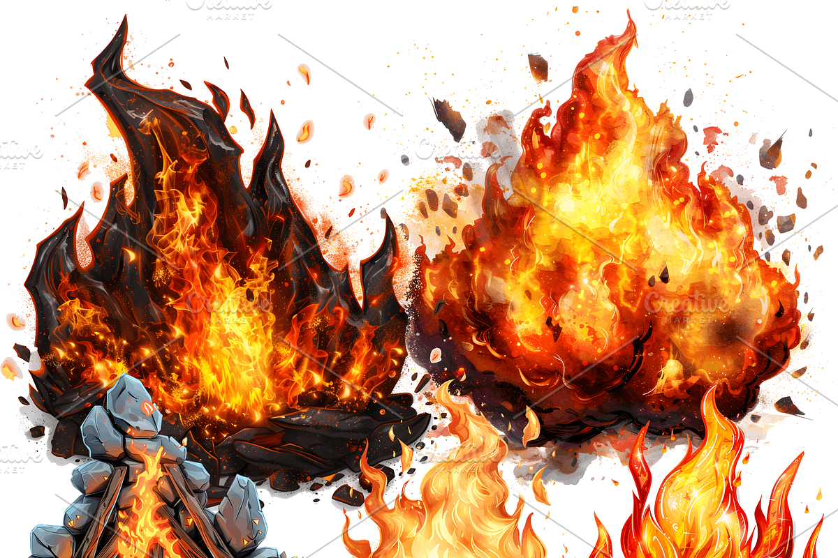 Watercolor Fire Clipart, an Object Graphic by ArtisticTimberStudio (Photo 2 of 2)
