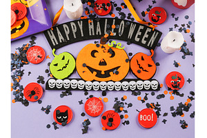 Happy halloween greetings decor with