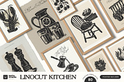 Linocut Kitchen | Poster Builder, an Object Graphic by KetteCreate (Thumbnail 1 of 16)