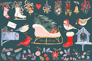 Watercolor Holiday Clipart Set, a Decorative Illustration by RhianAwni (Thumbnail 1 of 4)