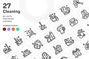 Cleaning Icons Set - Line, an Outline Icon by Kmg Design (Thumbnail 1 of 2)