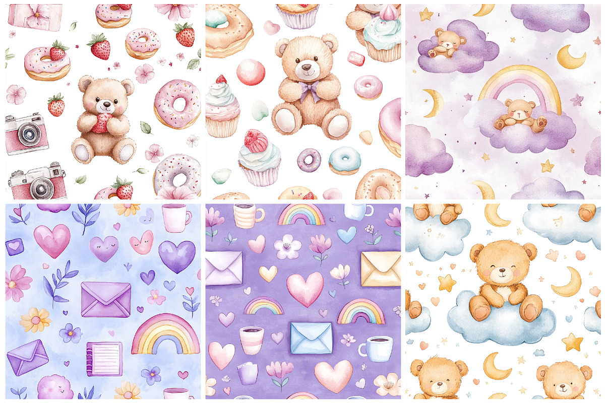 Teddy Bear Baby Digital Paper, a Pattern Graphic by CitraGraphics (Photo 3 of 4)