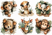 Jungle Animals in Hole Watercolour, an Illustration by Libby Wishes (Thumbnail 4 of 7)