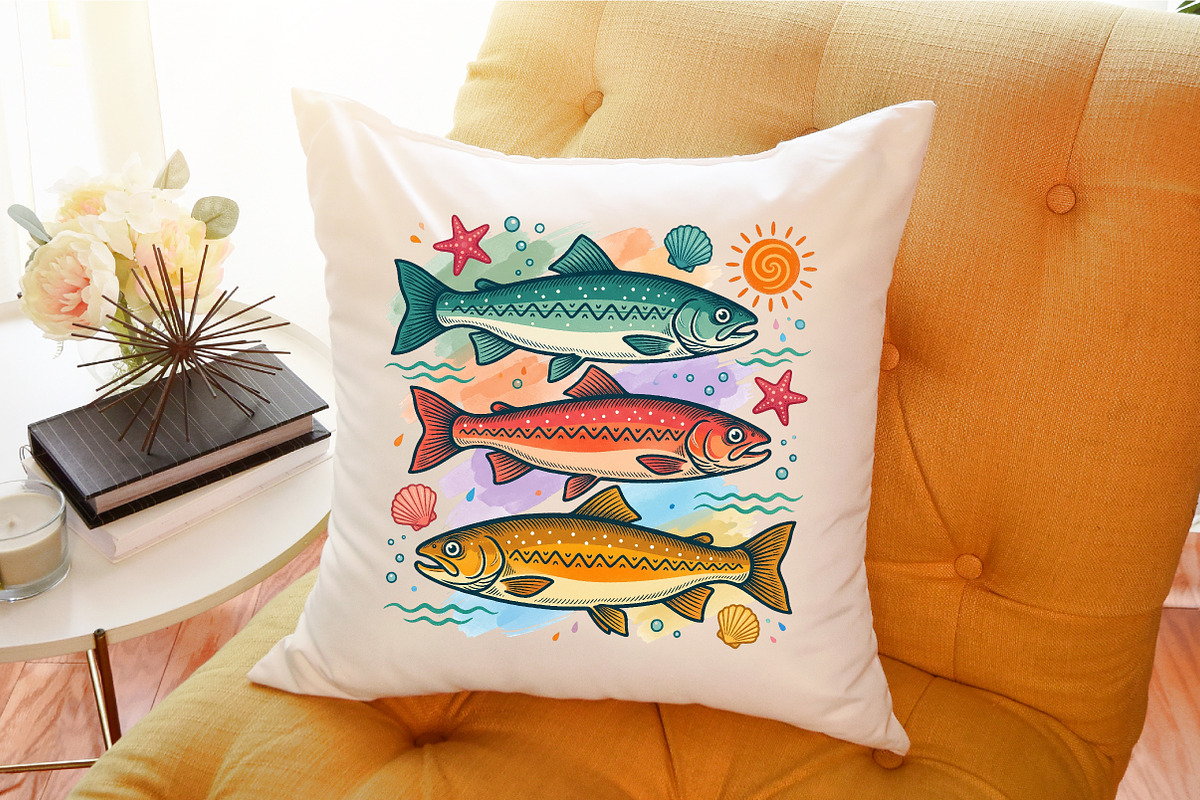Colorful Fish Ocean Vintage PNG, a Work Illustration by Sublimation Artist (Photo 9 of 9)