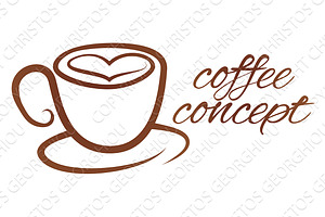 Coffe Cup Heart Love Concept