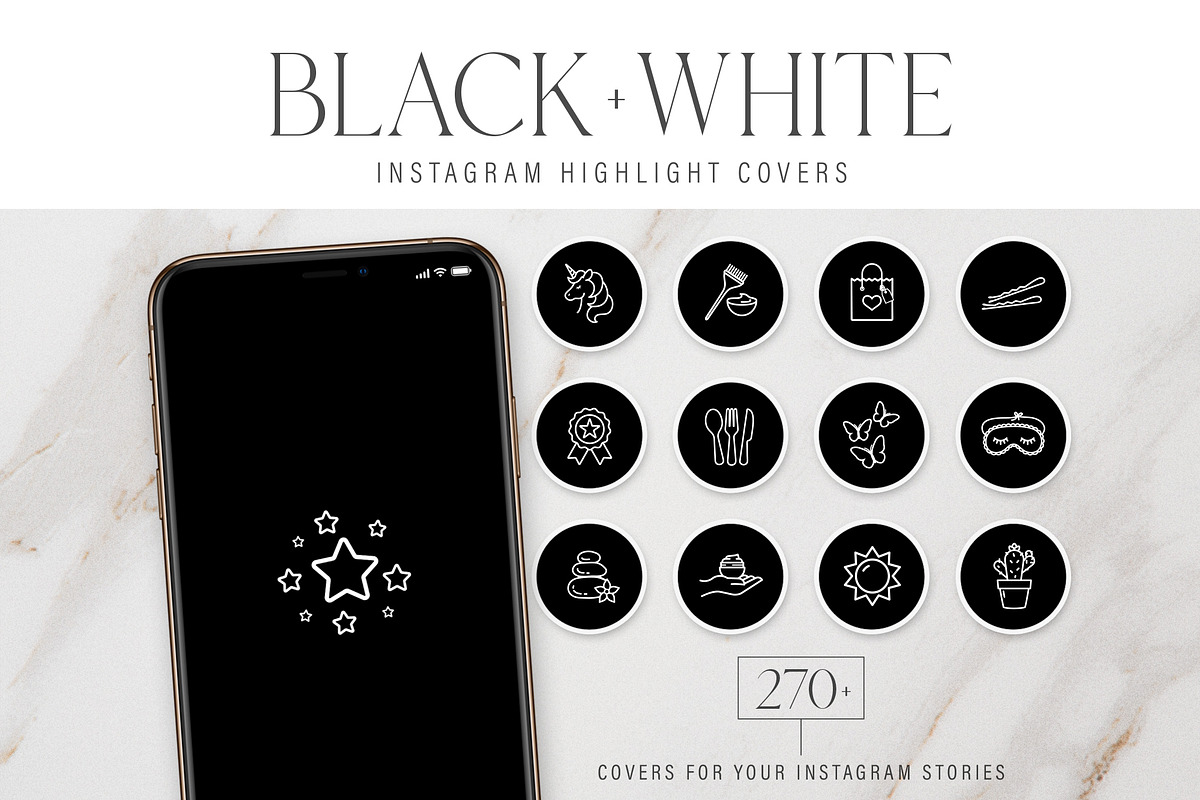 Black Instagram Highlight Covers, a Social Media Template by Indie ...