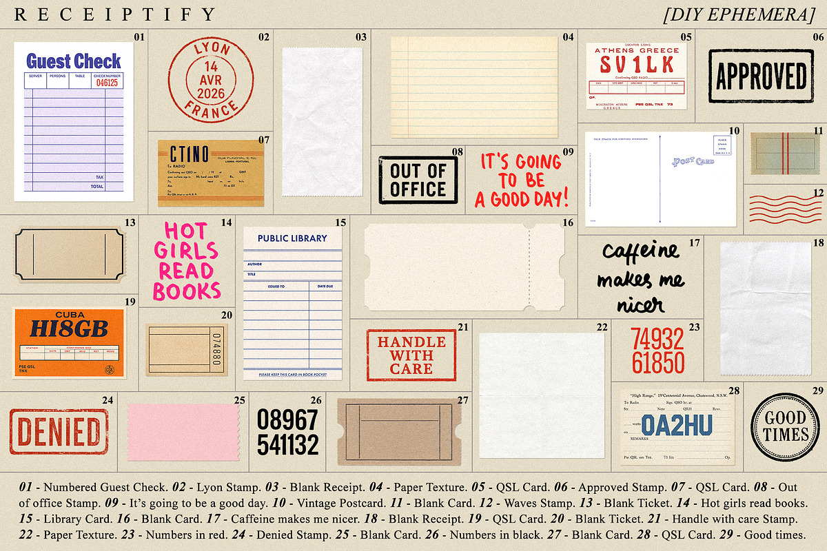 Receiptify - Vintage Ephemera Pack, an Object Graphic by Dina Mae (Photo 2 of 8)