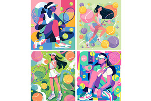 Tennis sport woman player athlete, a Sport Illustration by Onyx
