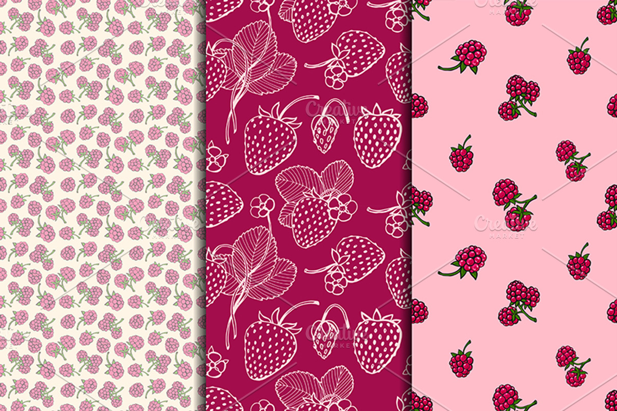Berry set. 12 seamless patterns preview 2