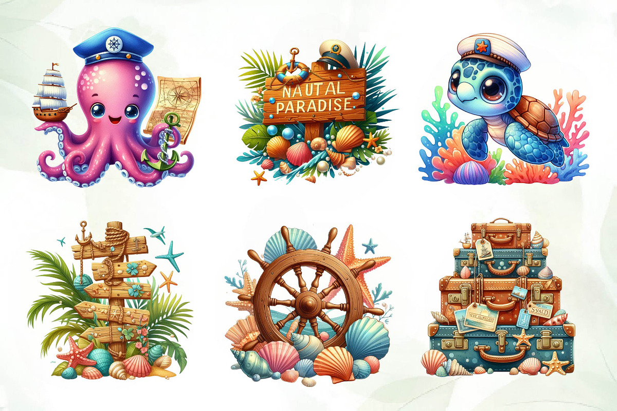 Summer Nautical Collection Clipart, an Illustration by CreationArt (Photo 4 of 7)