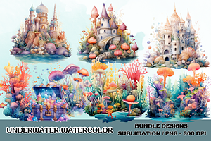 Watercolor Sea Creatures Clipart