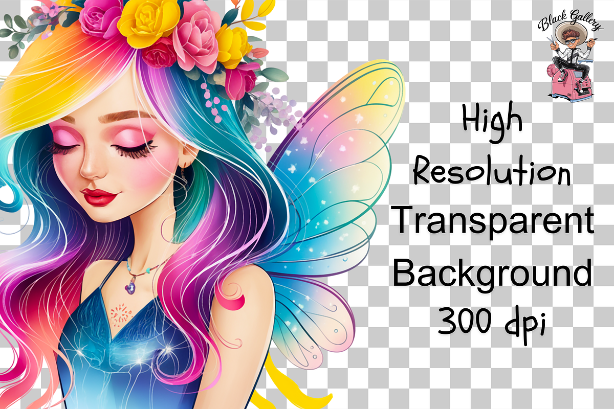 Rainbow Fairy Girl PNG Bundle, a Graphic by Clipart Bloom (Photo 10 of 11)