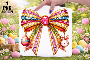 Rhinestone Easter Coquette Bow Png, an Illustration by Daily.Designs