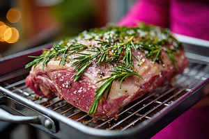 Rosemary and Salt Crusted Rack of La, a Photo by Pixeness Studio