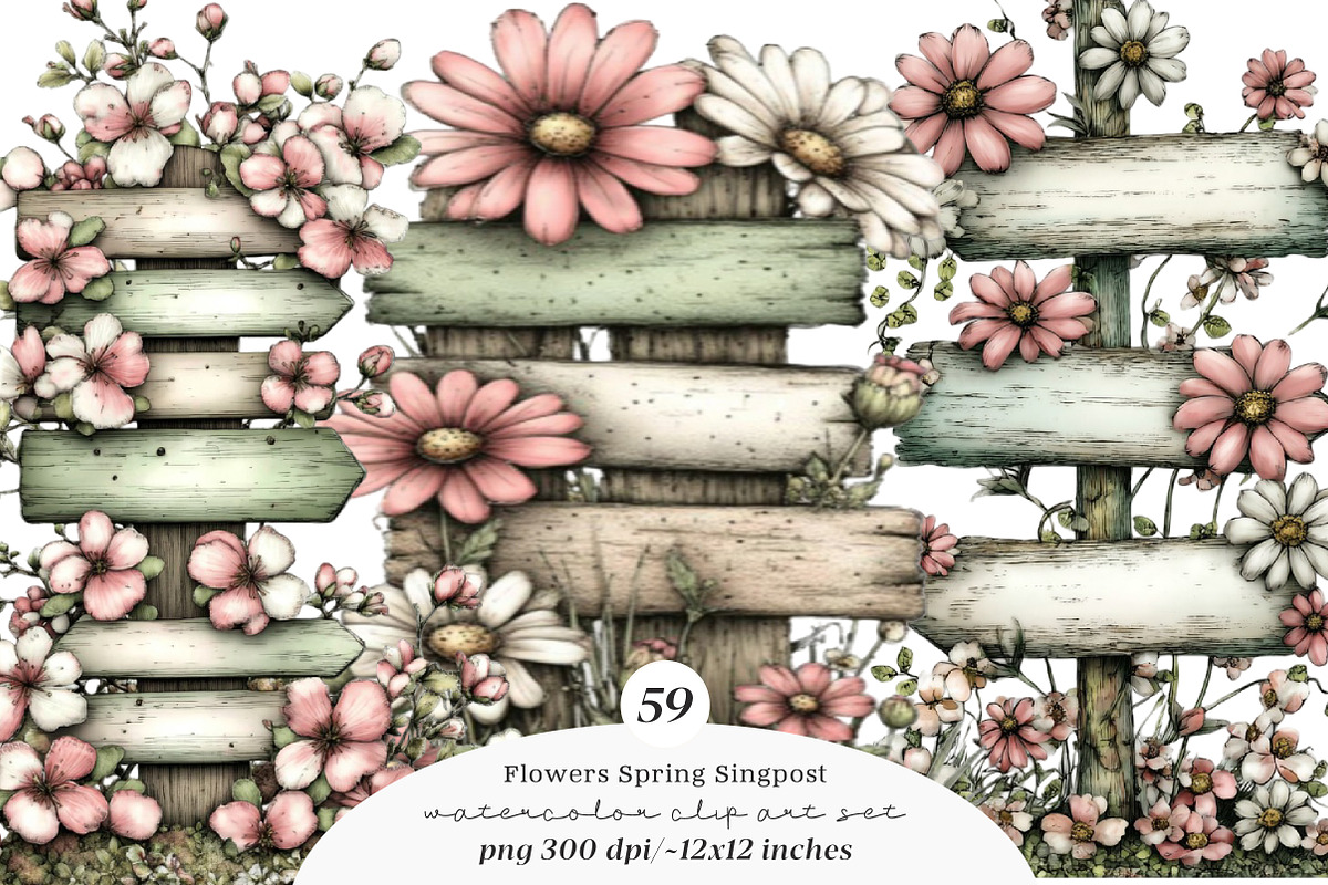 Flowers Spring Singpost Clipart, an Illustration by SinaCreation (Photo 1 of 11)