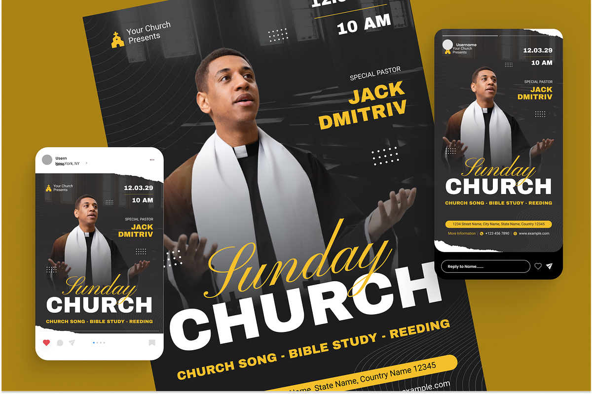 Sunday Church Flyer Set, a Flyer Template by Annora Studio (Photo 3 of 6)