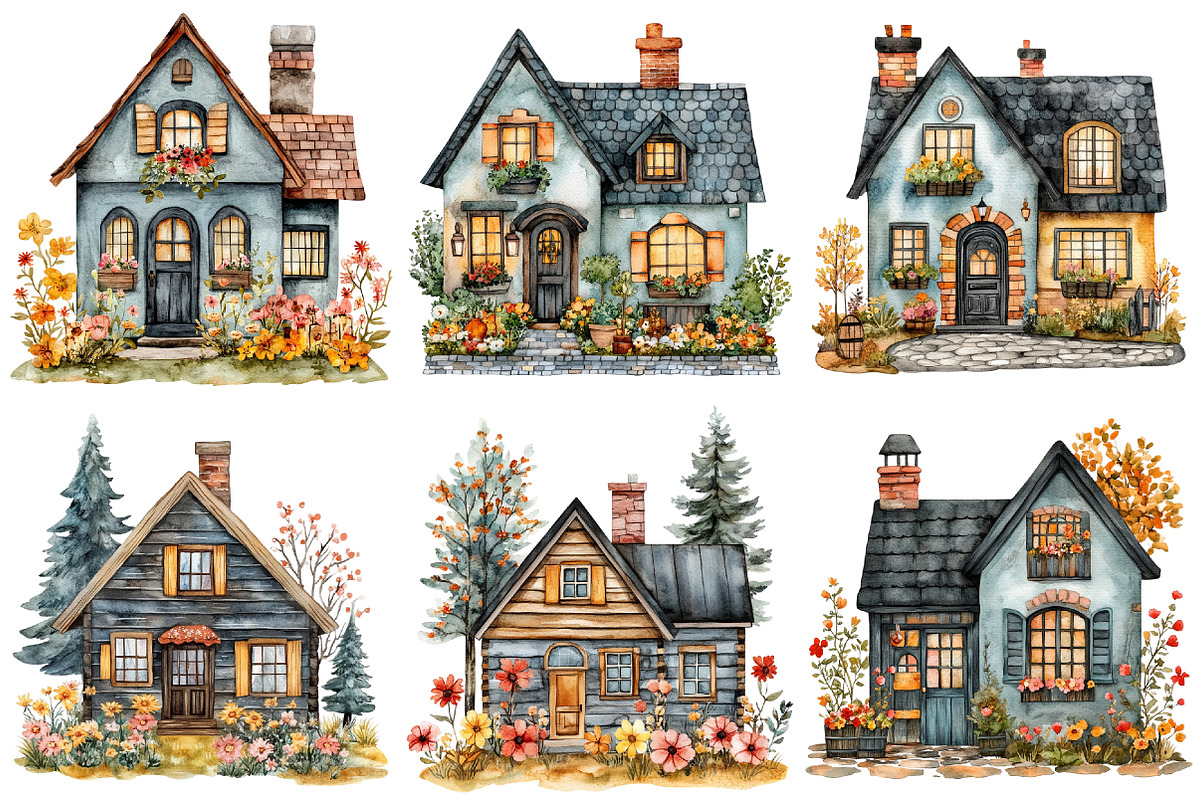 Watercolor Houses Clipart, an Illustration by Craft Nest (Photo 12 of 12)