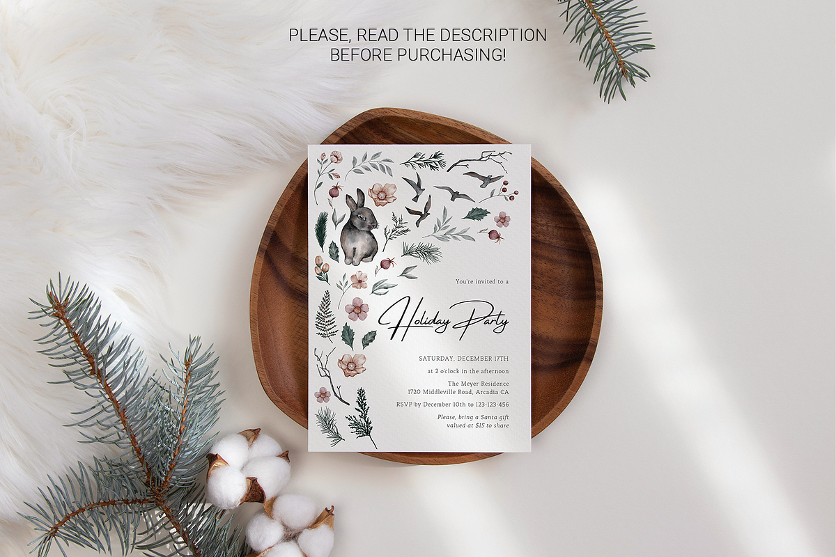 Christmas Holiday Invitation Rabbit preview 8