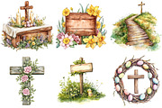 Christian Rustic Easter Clipart, an Illustration by Watercolor design (Thumbnail 6 of 13)