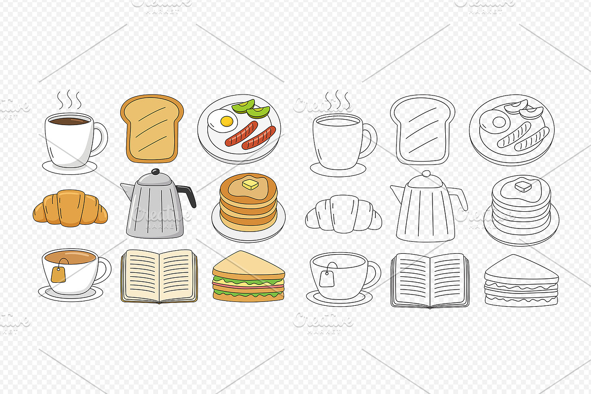 Breakfast with cafe food, a Food Illustration by kaisorn (Photo 3 of 3)