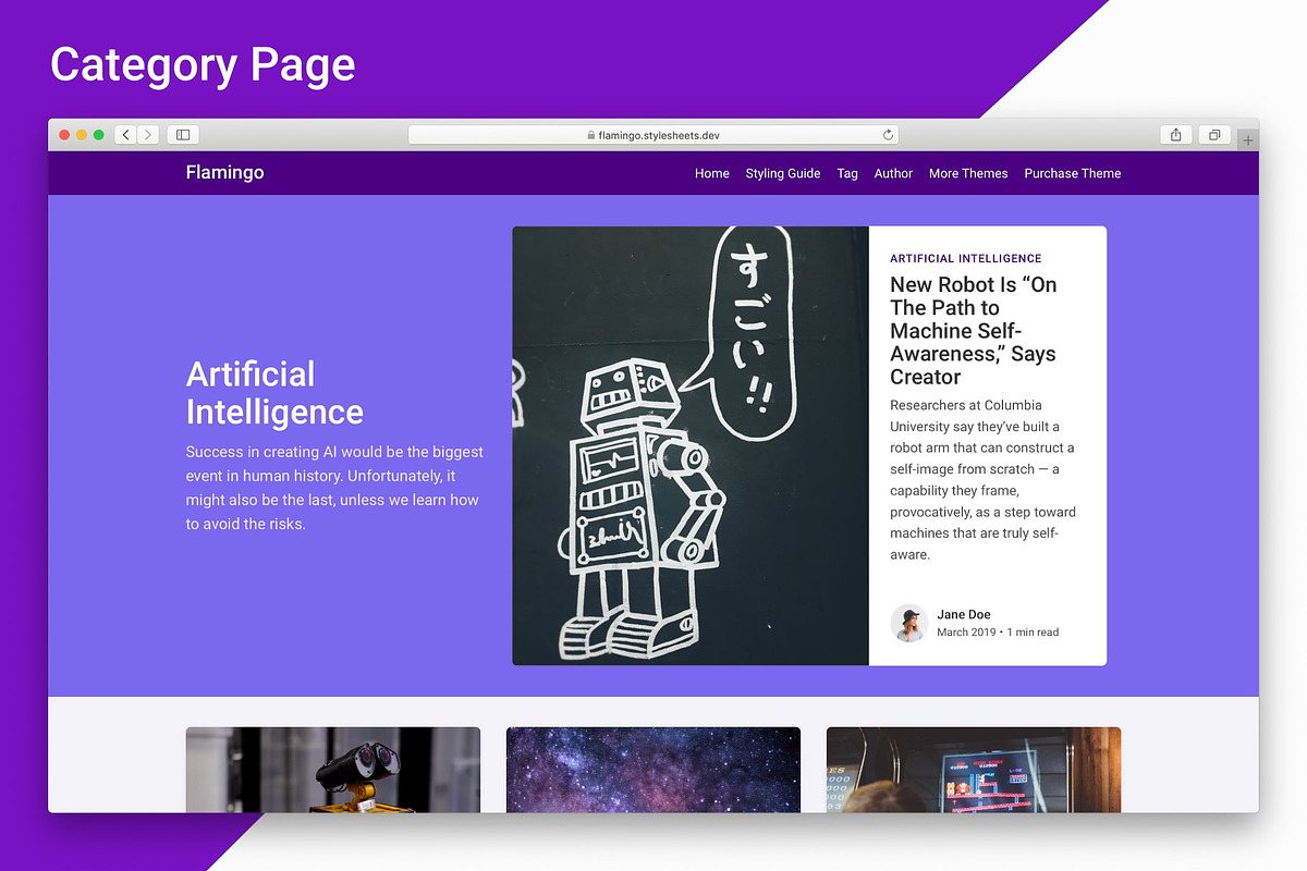 Flamingo - Ghost Blogging Theme, a Websites & App Template by Stylesheets.dev (Photo 3 of 6)