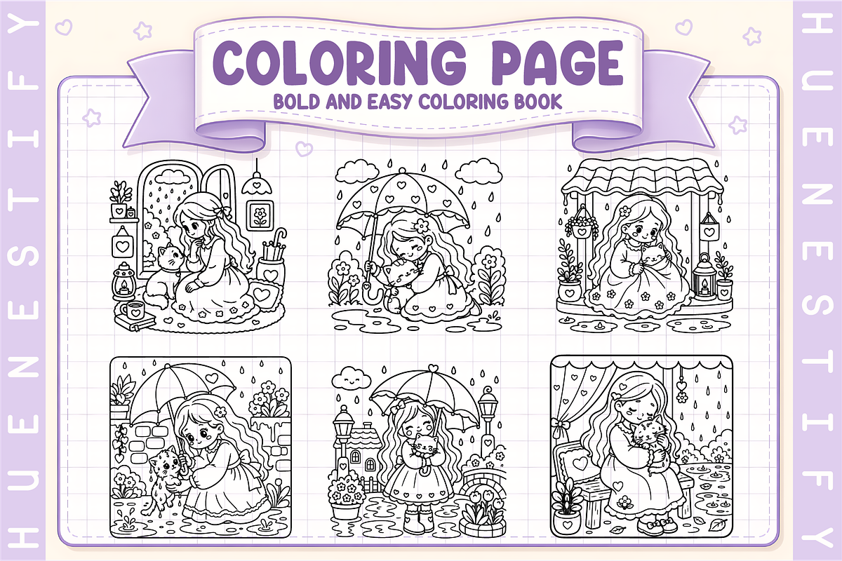 Rainy Day Story Coloring Book, a Person Illustration by HueNestify (Photo 3 of 5)