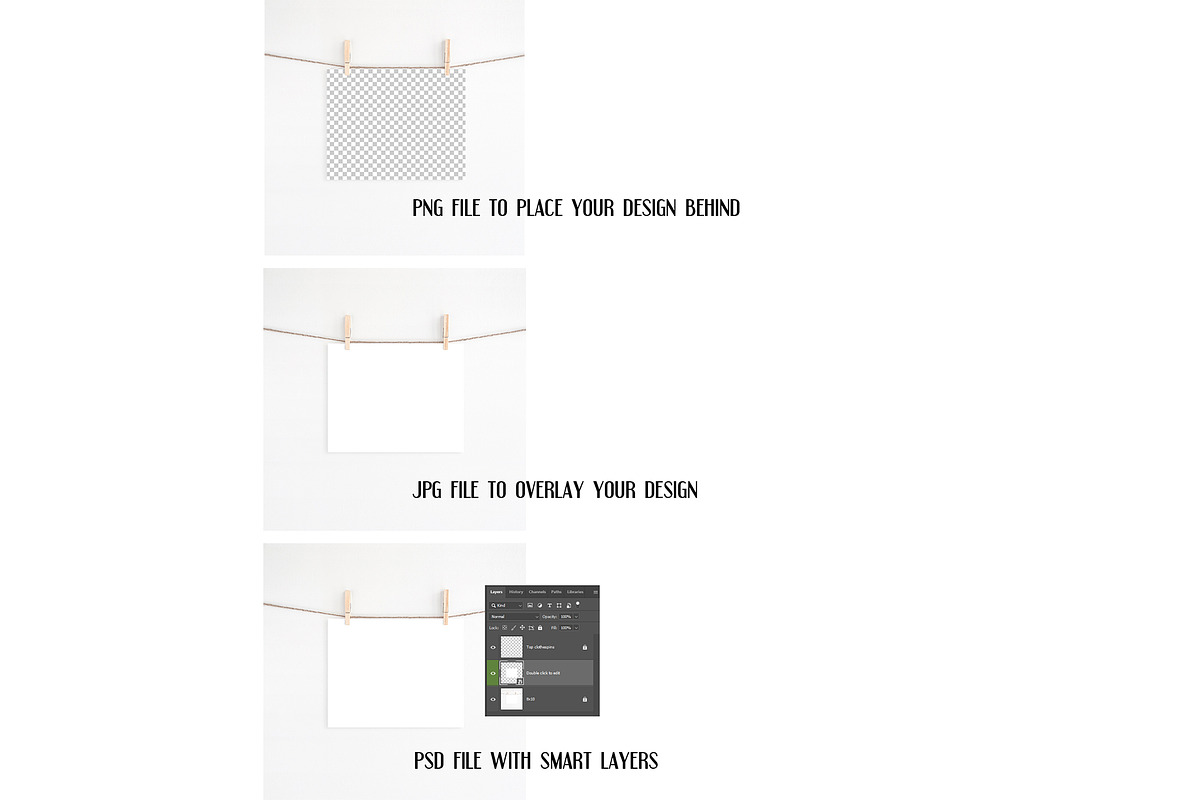 A4 print mockup with clothespins, a Print Template by Dorado Stock (Photo 2 of 3)