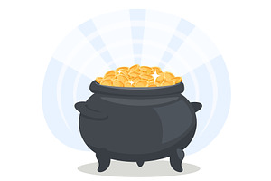 Black iron pot with gold coins, a Finance Illustration by Vectorbuum