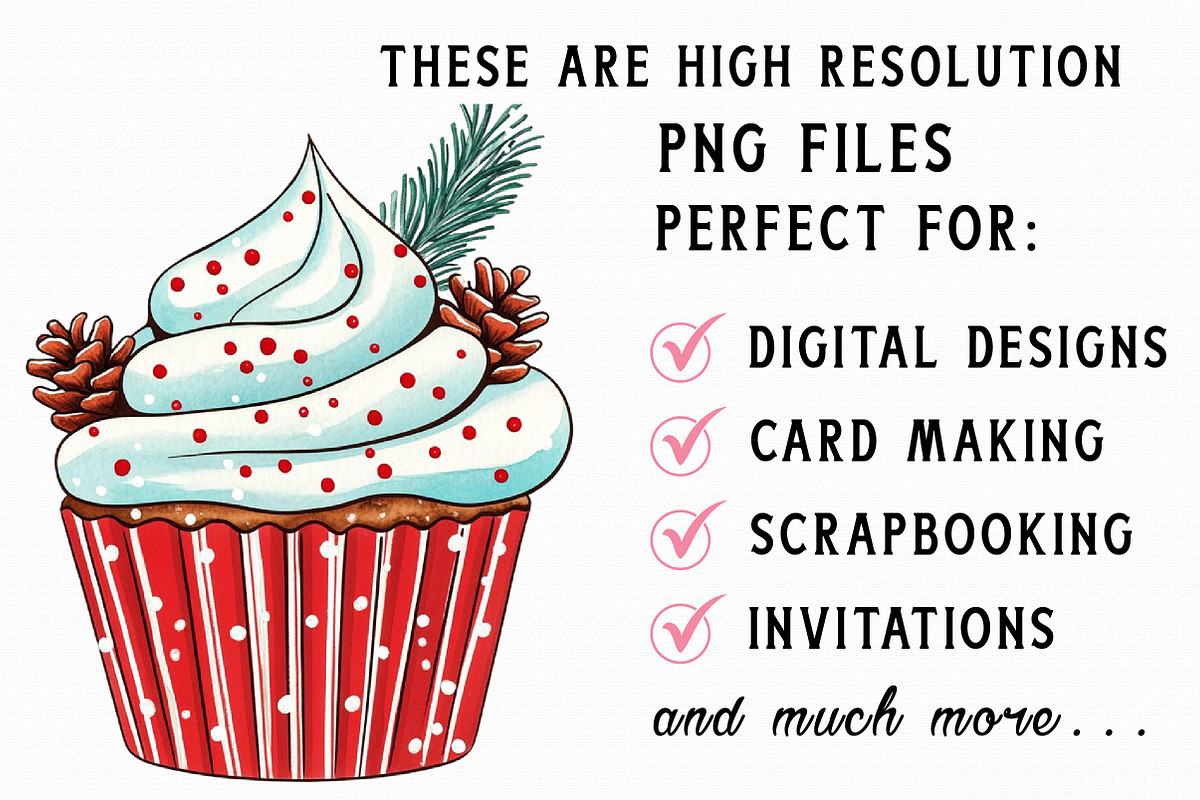 Christmas Cupcake Clipart, an Illustration by Libby Wishes (Photo 7 of 7)