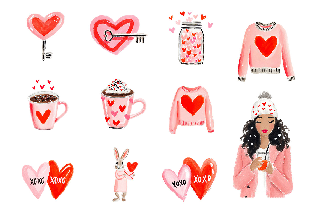 Watercolor Valentines Day Clipart, an Illustration by Designworld (Photo 4 of 4)