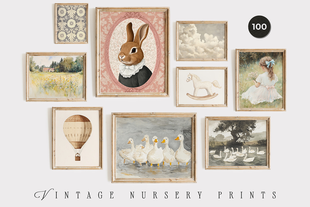 VINTAGE NURSERY PRINTS, a Background Graphic by Lana Elanor (Photo 1 of 9)