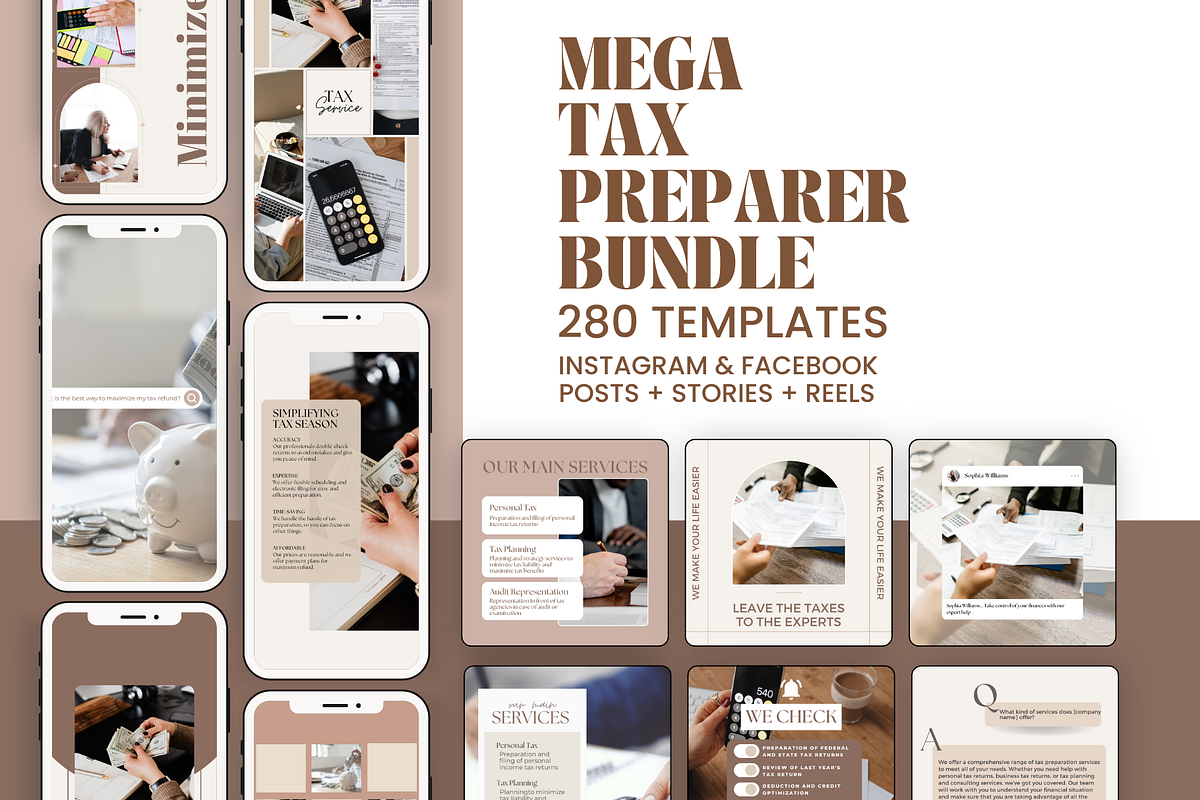 Tax Prep Bundle Instagram Templates, a Social Media Template by EliteMatidi (Photo 1 of 8)