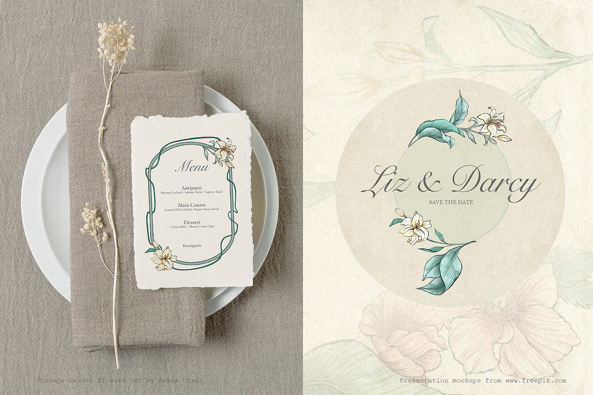 Vintage Garden Flowers, a Decorative Illustration by Evenif (Photo 10 of 22)