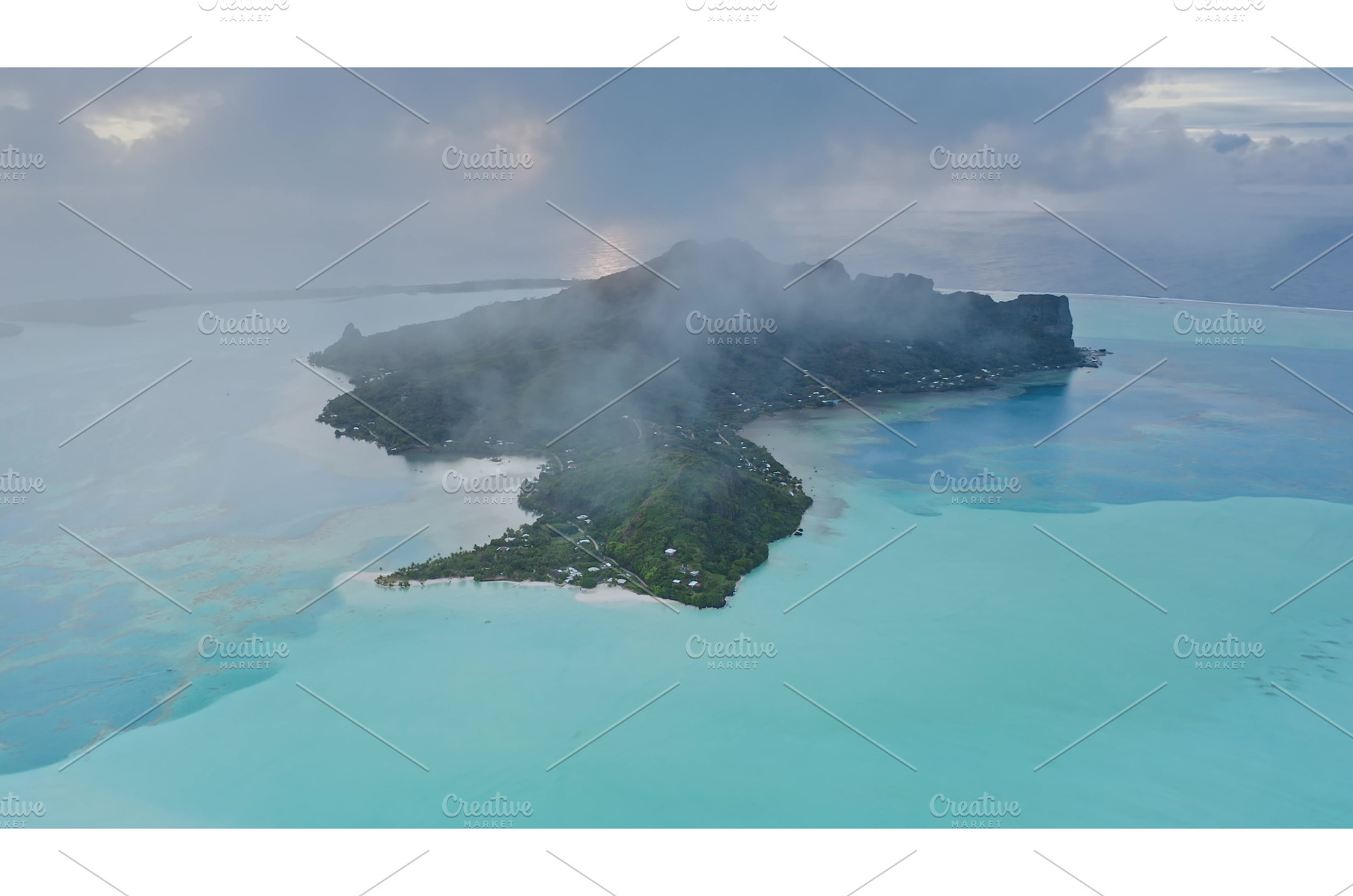 Bora Bora island emerging from, a Nature Photo by Goinyk