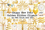 Golden Glitter Happy New Year Clipar, an Illustration by Libby Wishes (Thumbnail 1 of 6)