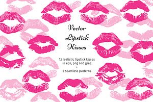 Vector Lipstick Kisses, an Illustration by Lina's store
