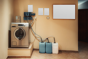 Laundry room mockup interior, an Industrial Photo by SkyNext