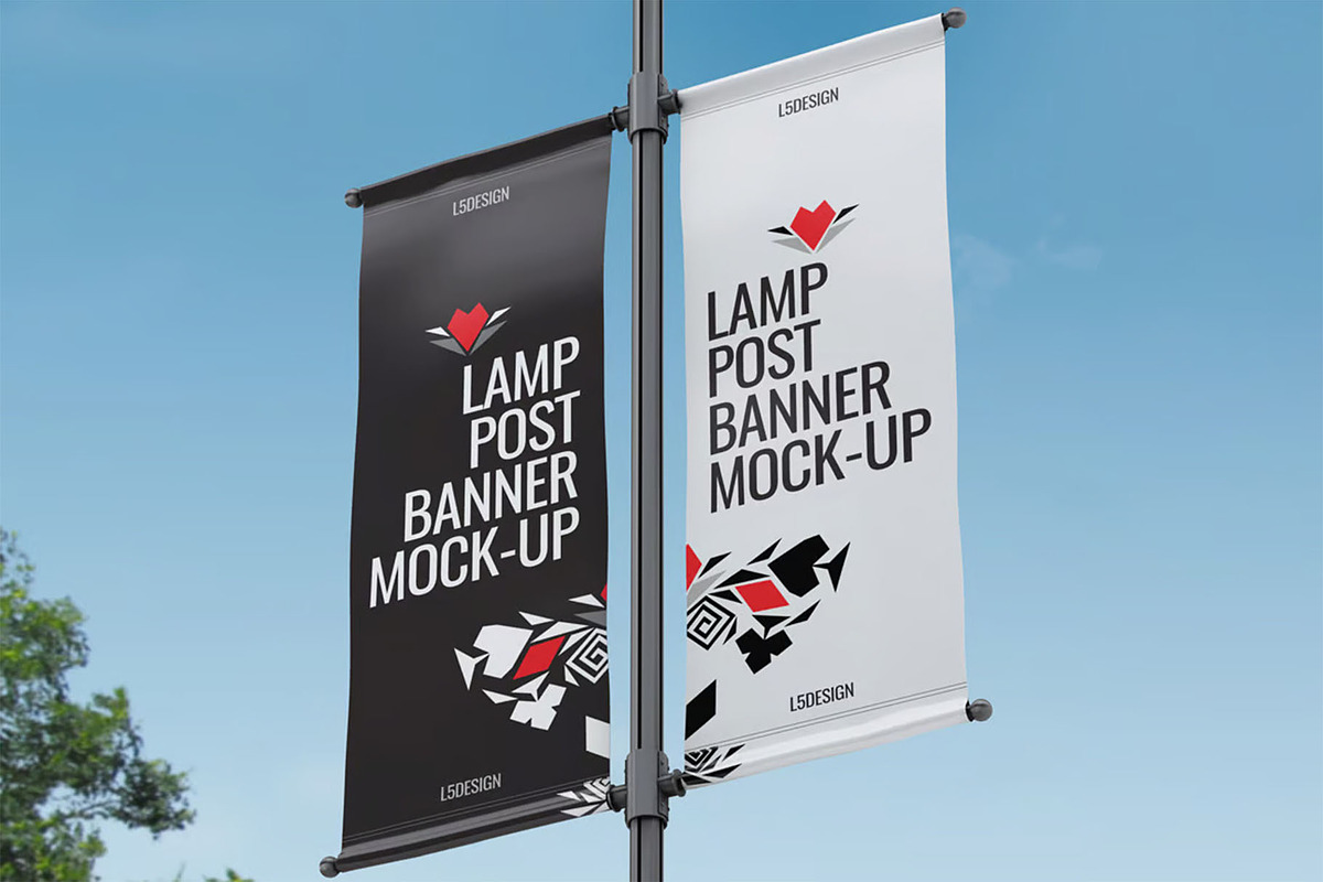 Lamp Post Banner Mock-Up, an Advertising Mockup by DesignRushMarket (Photo 4 of 5)