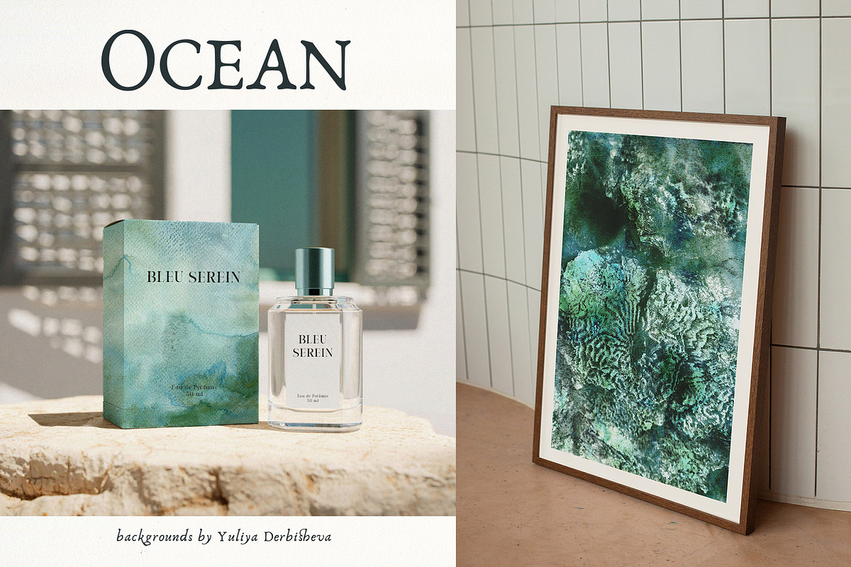 Ocean watercolor textures background, a Texture Graphic by Yuliya Derbisheva (Photo 3 of 12)
