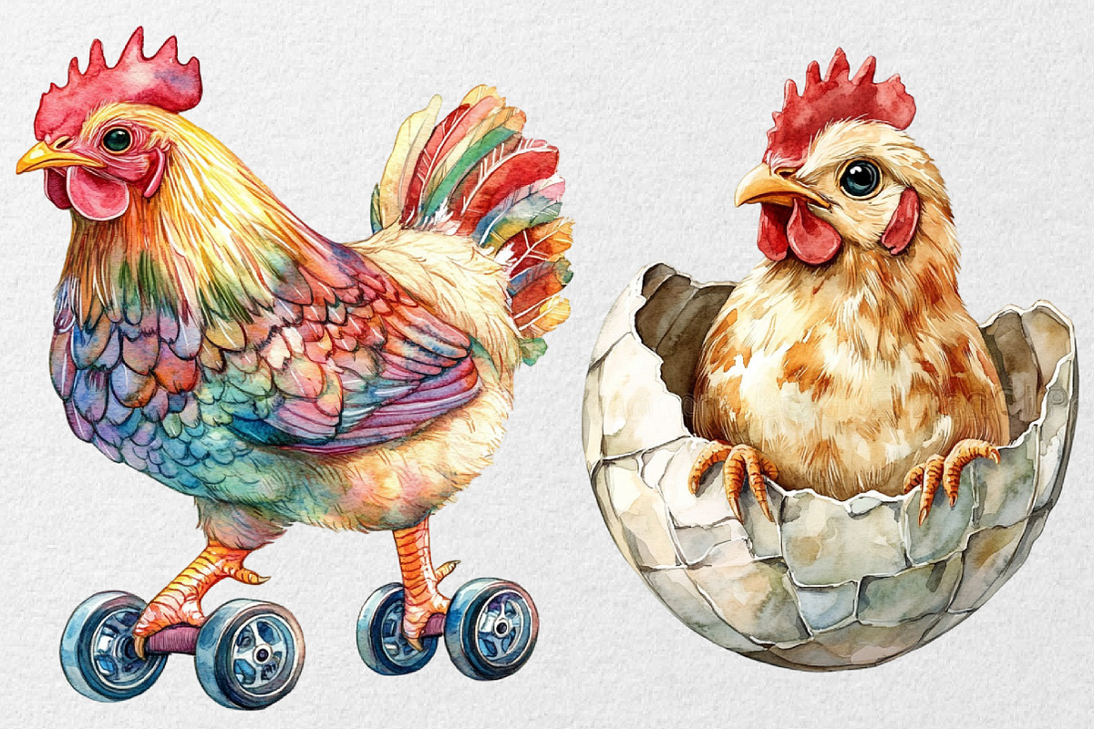 Funny Chiken Clipart, an Illustration by DreamCafeArt (Photo 4 of 5)