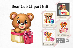 Bear Cub Clipart Gift, a Graphic by Artnoy