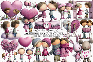 Whimsical Valentine's Day Couple, an Illustration by Canvas Craft