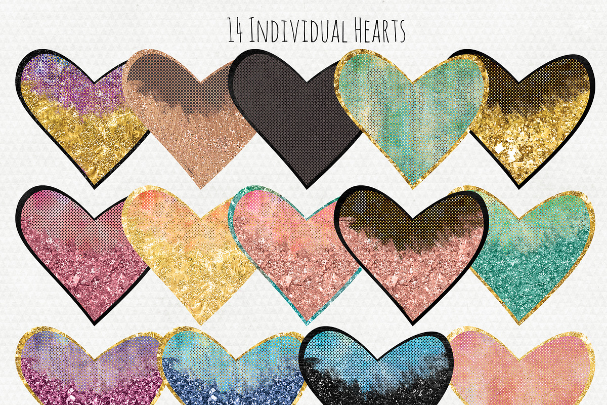Rose Gold Hearts Glam Love Graphics, a Texture Illustration by ClipartBrat Graphics (Photo 2 of 3)