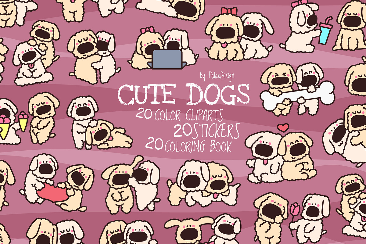 Cute Kawaii Dogs Couples Love, an Animal Illustration by Palau (Photo 1 of 12)