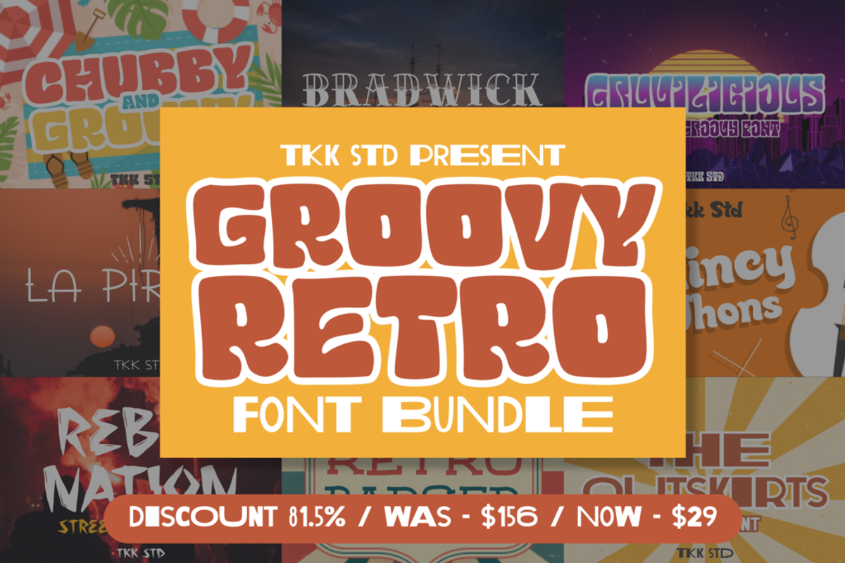 Groovy Font Bundle - SALE, a Sans Serif Font by tokokoo (Photo 1 of 14)