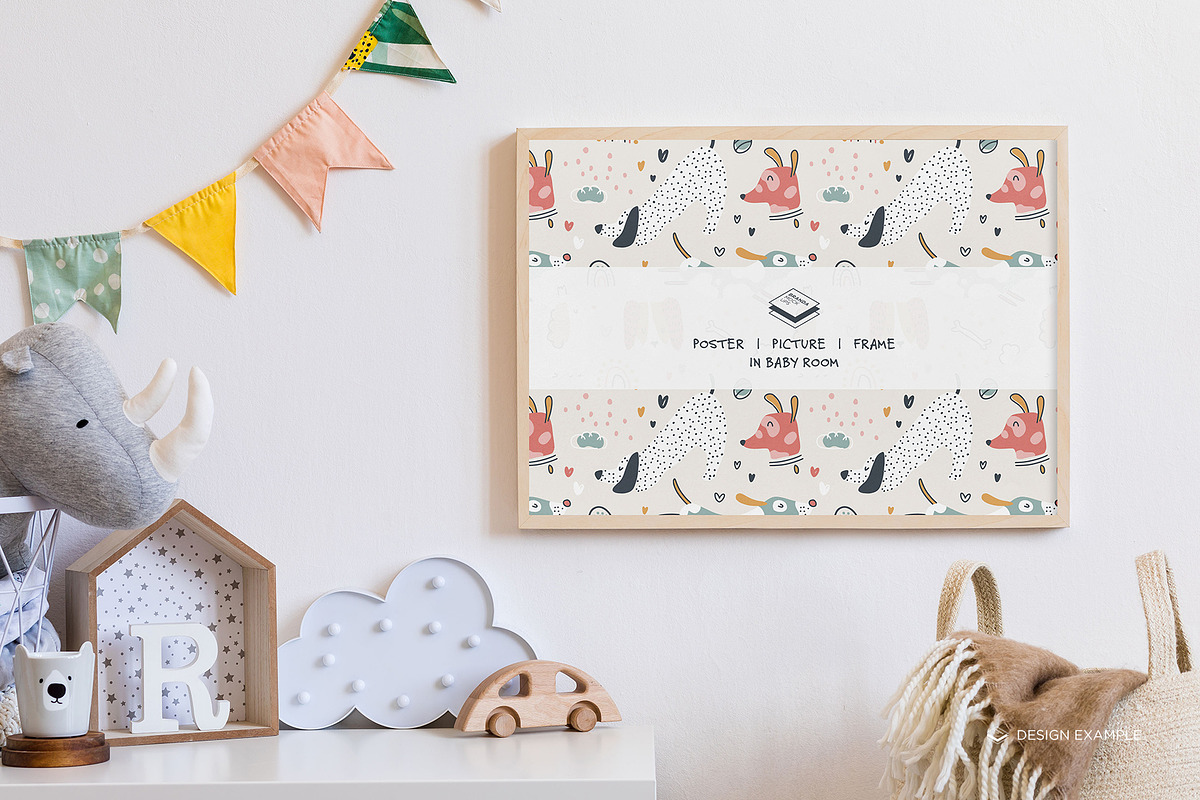 Landscape Frame in Baby Room Mock-up, a Print Template by Branda Keeps (Photo 17 of 30)