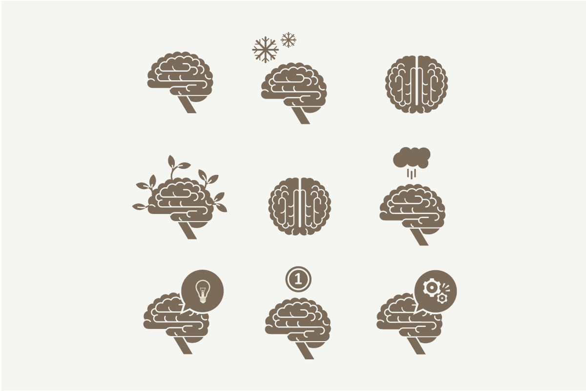 Vector flat brain icons preview 2